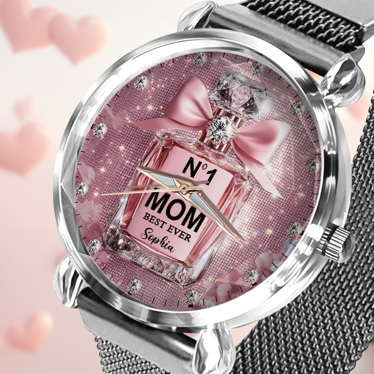 Meilleure maman du monde - Montre-bracelet personnalisée pour femme et mère 