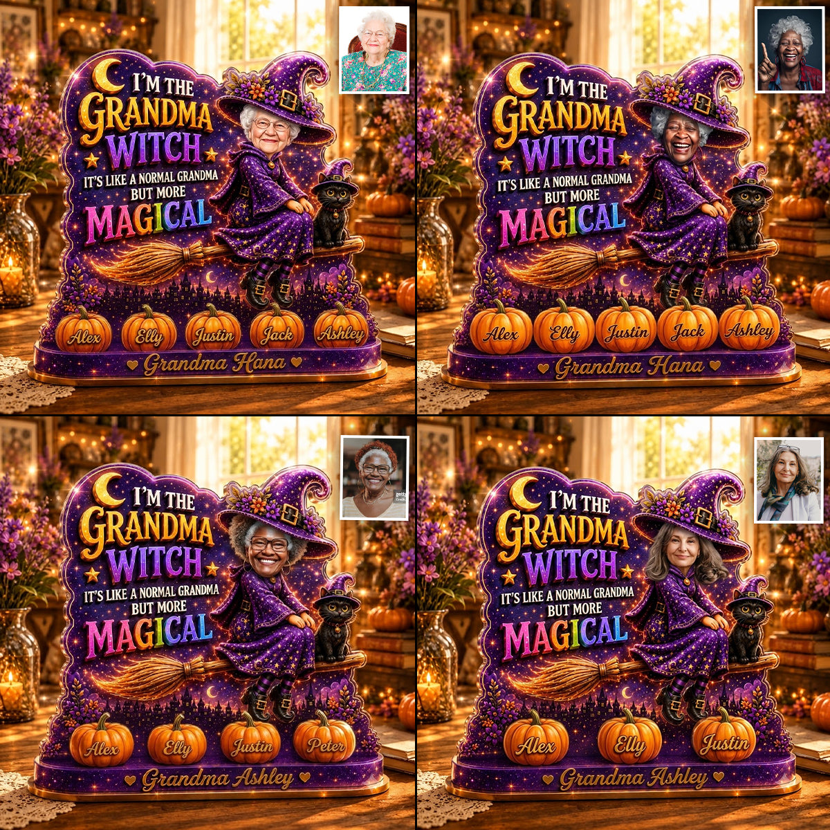 Grandma Witch, Gift for Grandma - Personalized Witch 2-Side Printed Acrylic Plaque