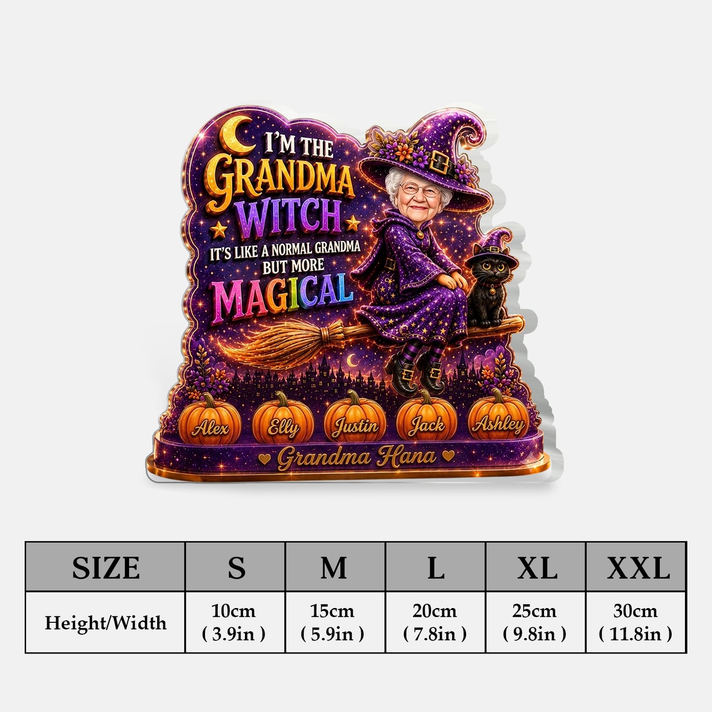 Grandma Witch, Gift for Grandma - Personalized Witch 2-Side Printed Acrylic Plaque