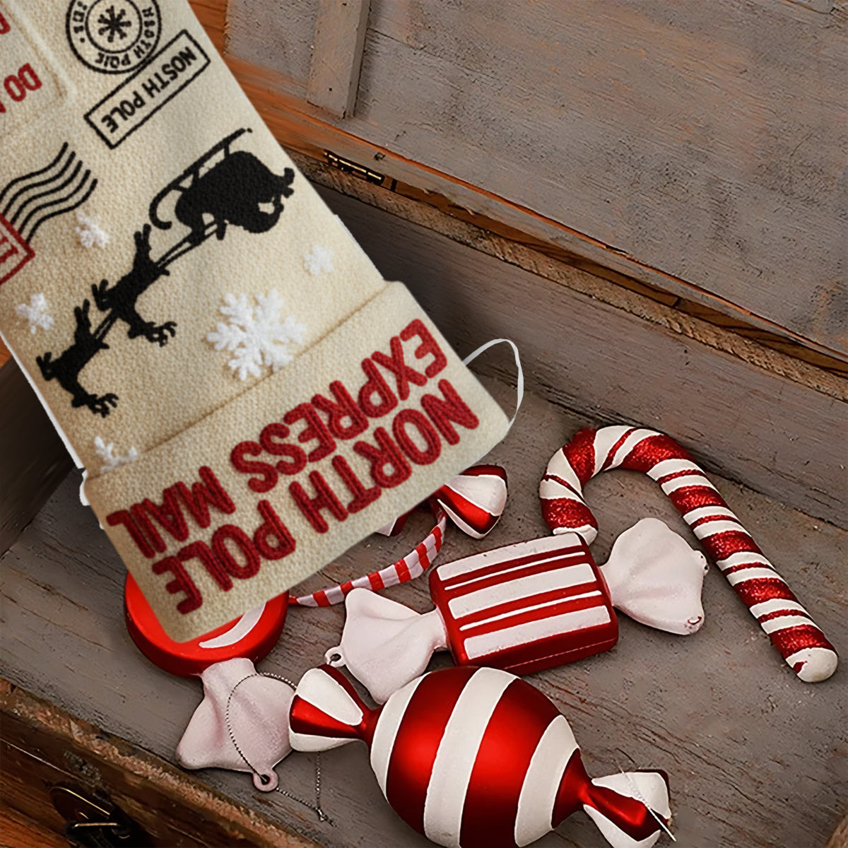 Père Noël du Pôle Nord - Chaussette de Noël personnalisée en forme de famille