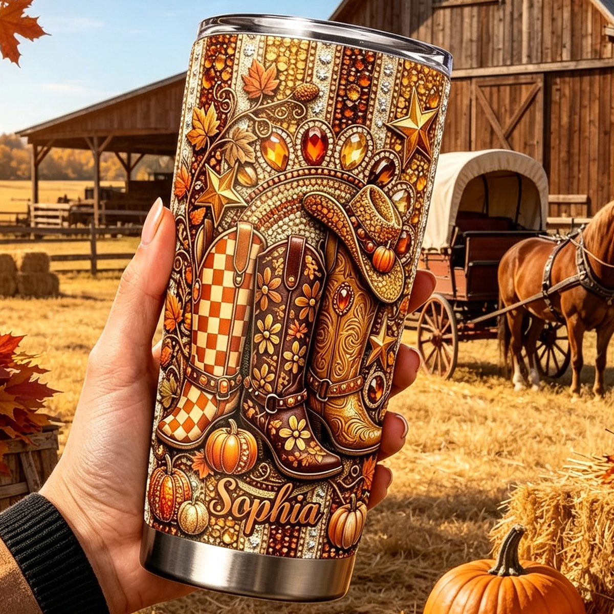 Cowgirl Fall - Personalized Cowgirl Tumbler