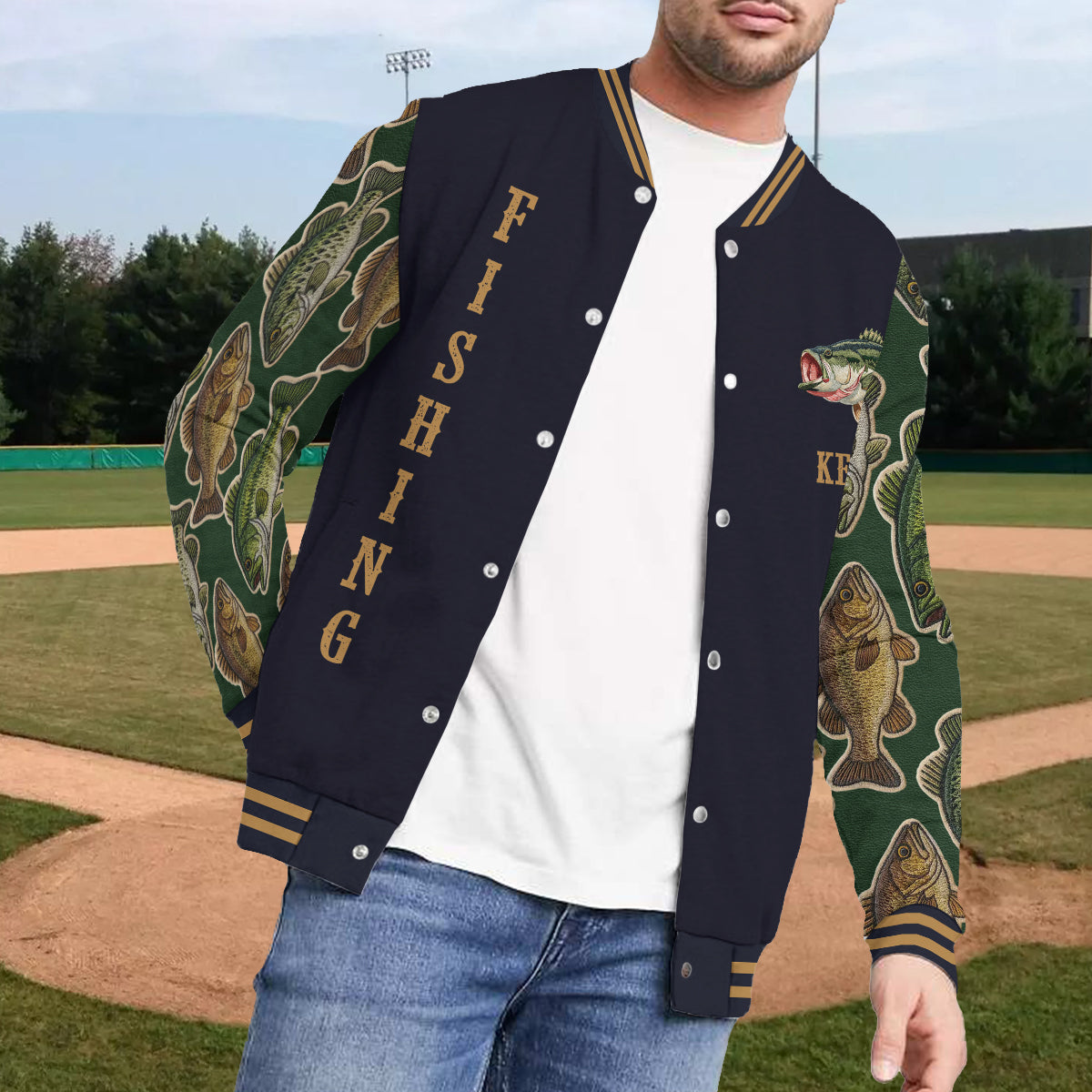 J'adore la pêche - Veste universitaire de pêche personnalisée