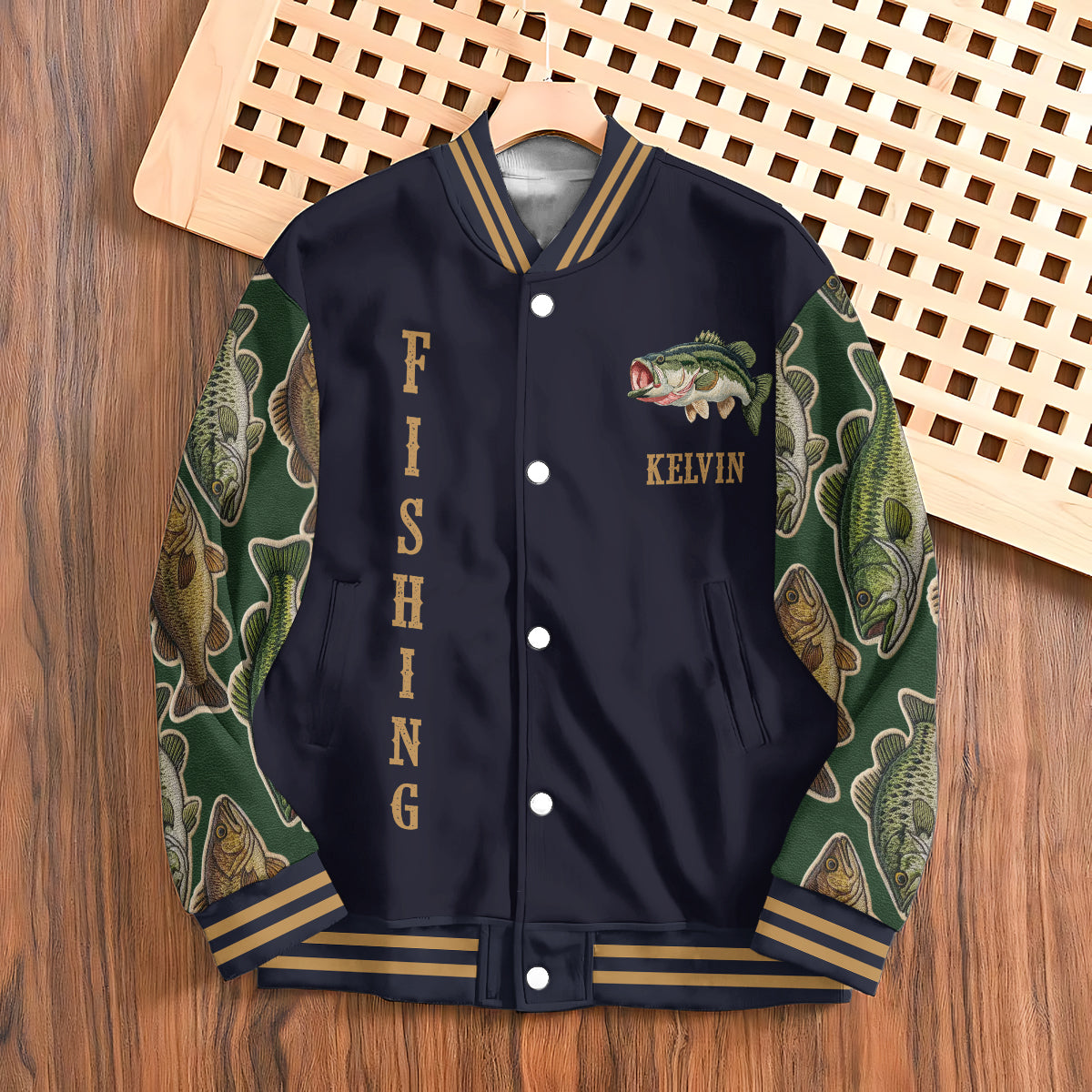 J'adore la pêche - Veste universitaire de pêche personnalisée