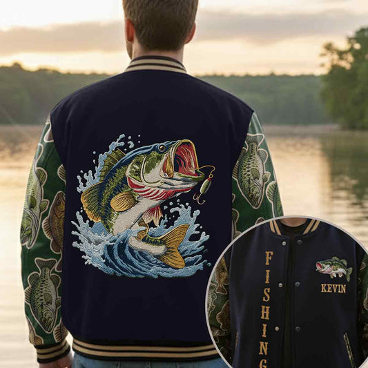 J'adore la pêche - Veste universitaire de pêche personnalisée