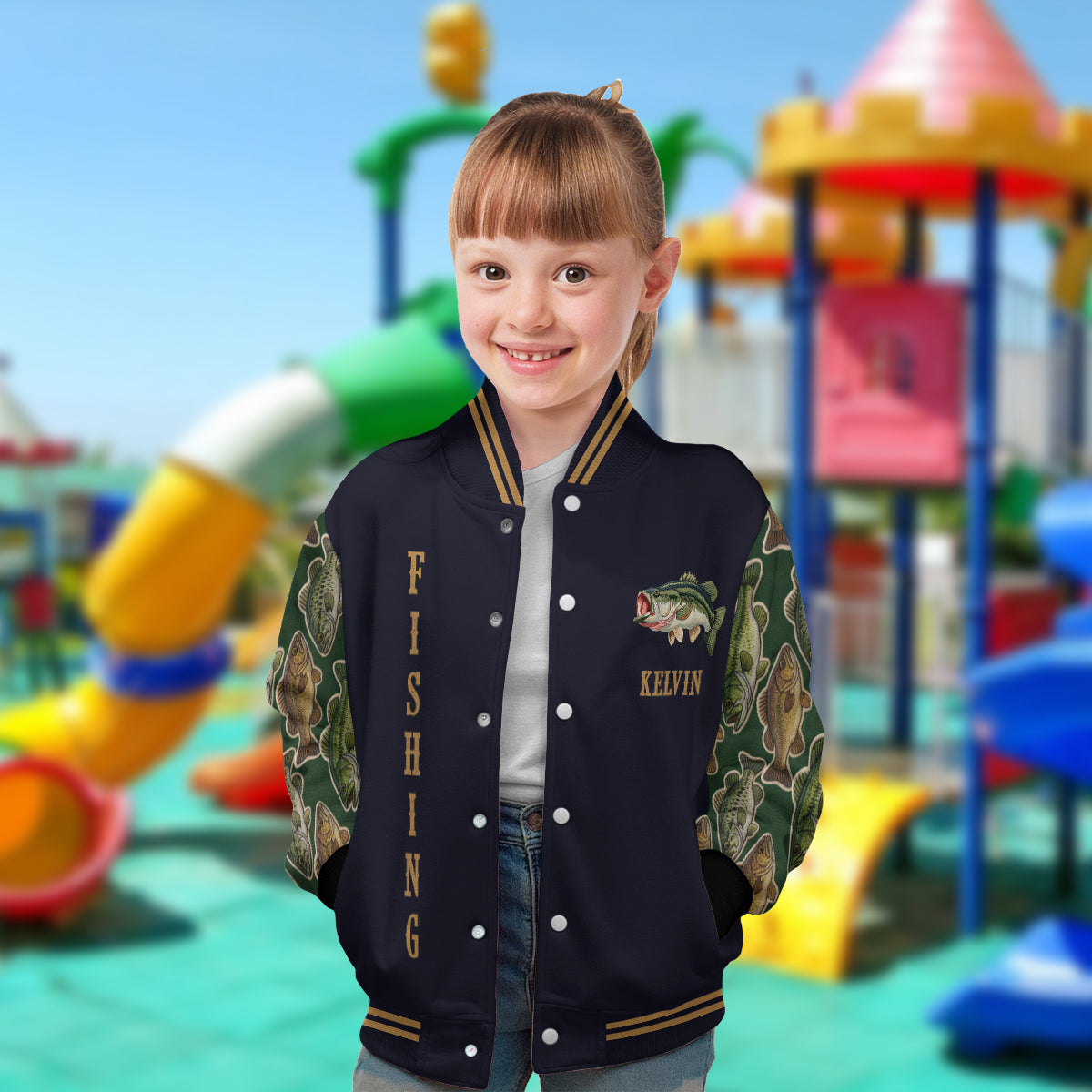J'adore la pêche - Veste universitaire de pêche personnalisée
