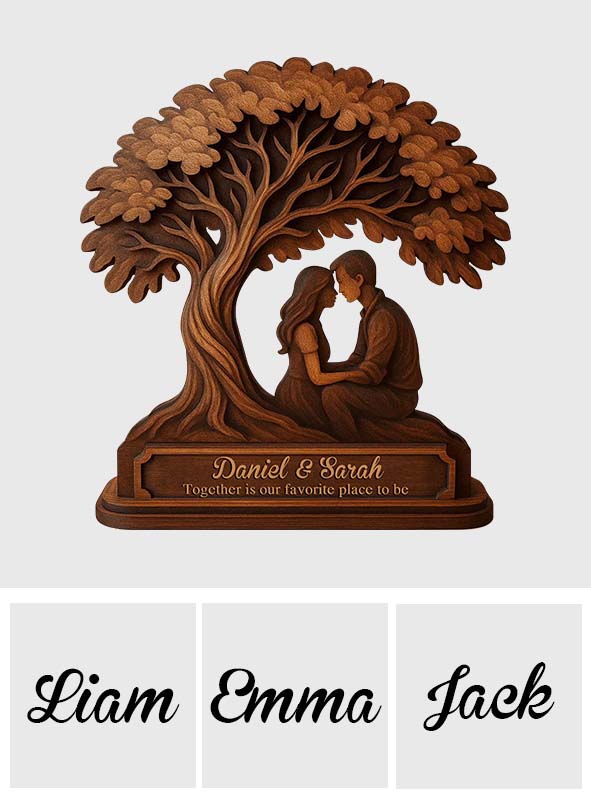 Together Is Our Favorite To Be - Personalized Couple Custom Shaped Wood Plaque