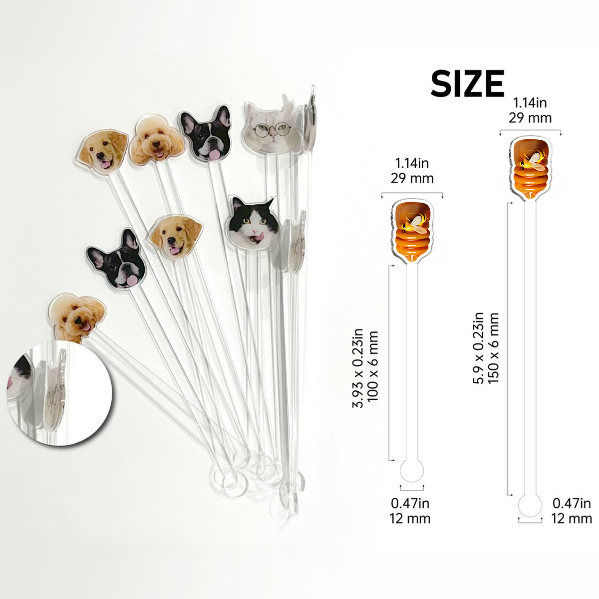 Let It Bee, Bee Flowers - Mug personnalisé avec agitateurs en acrylique