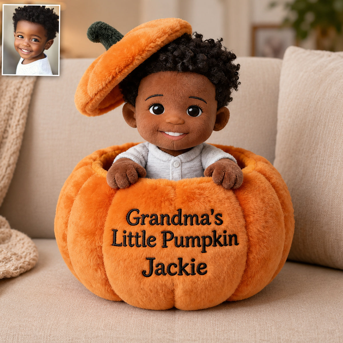 Little Pumpkin - Personalized Kid Premium Faux Fur Pillow