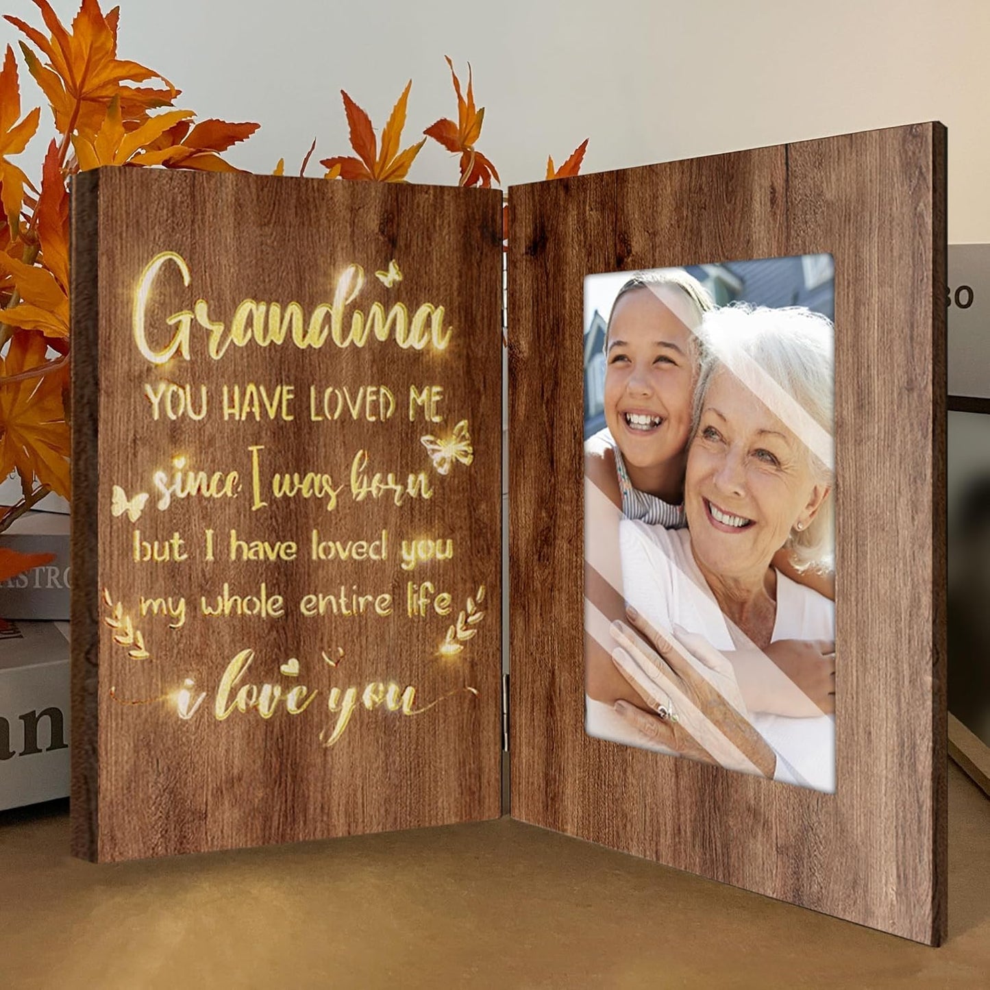 Best Grandma Ever - Personalized Grandma Foldable Photo Frame With Light