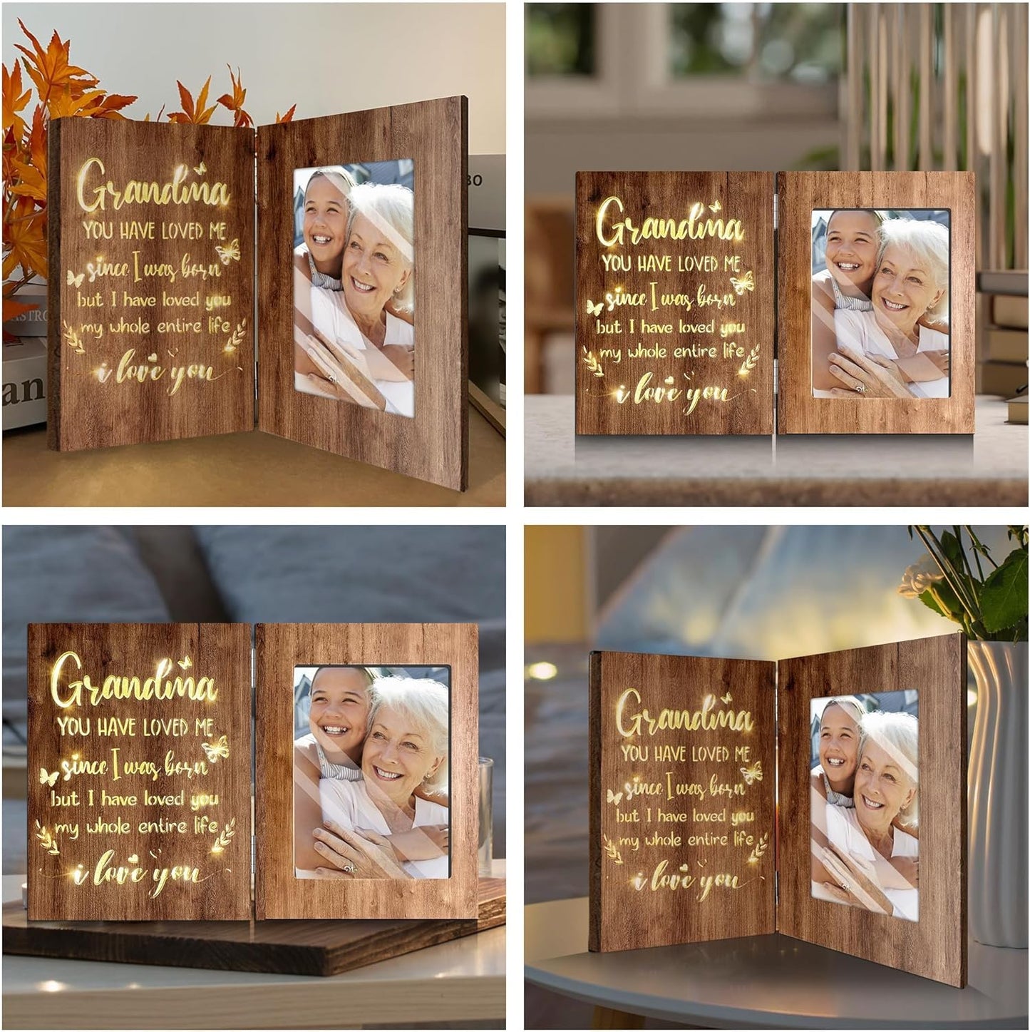 Best Grandma Ever - Personalized Grandma Foldable Photo Frame With Light