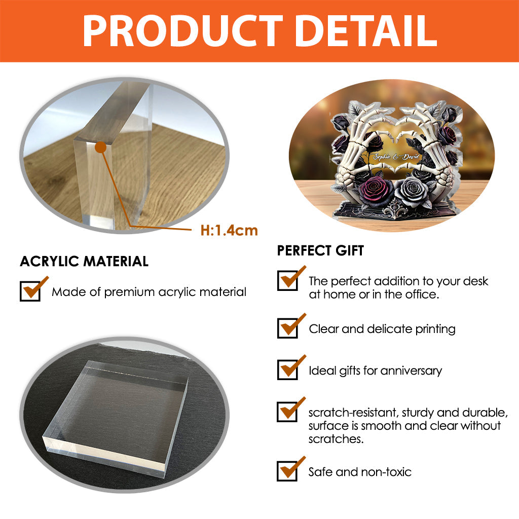 Till Death Do Us Part - Personalized Skull Custom Shaped Acrylic Plaque