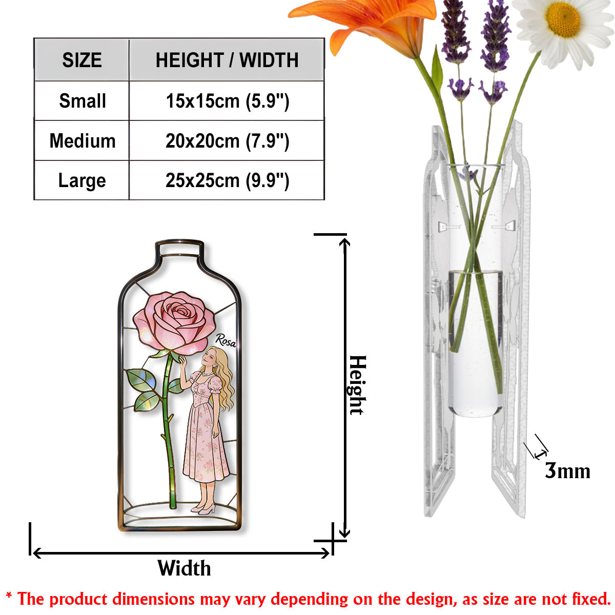 Custom Any Photo Favorite/ Birthmonth Flower - Personalized Birth Month Flower Custom Shape Acrylic Flower Vase