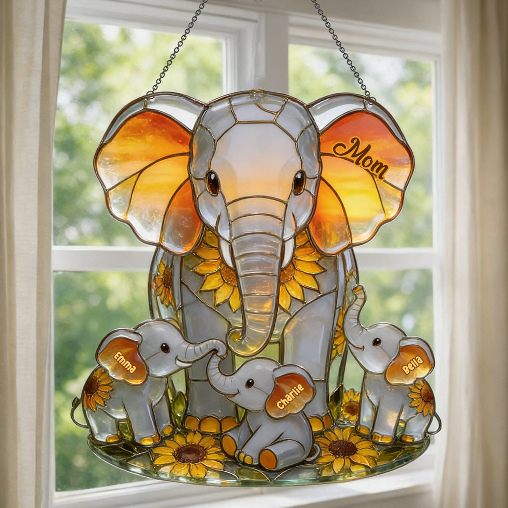 Maman Éléphant - Ornement de Capteur de Lumière Personnalisé en Forme d'Éléphant