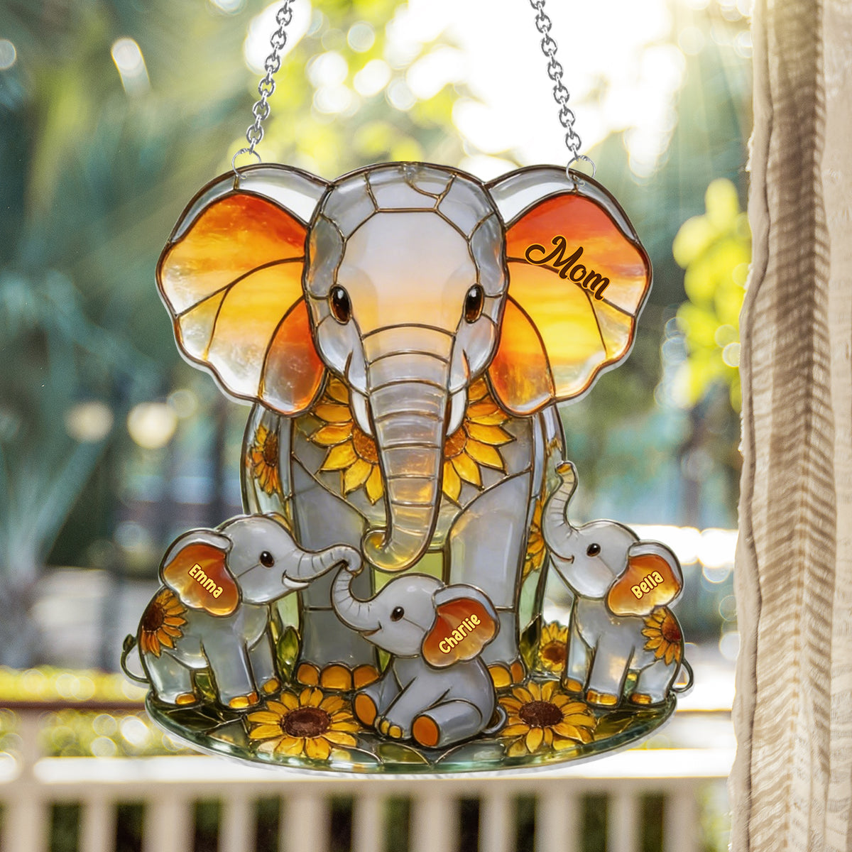 Maman Éléphant - Ornement de Capteur de Lumière Personnalisé en Forme d'Éléphant