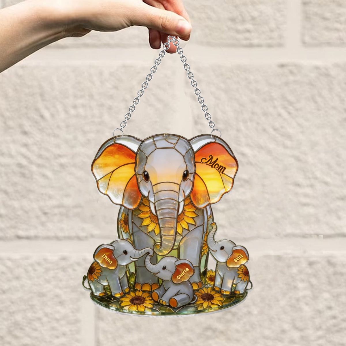 Maman Éléphant - Ornement de Capteur de Lumière Personnalisé en Forme d'Éléphant