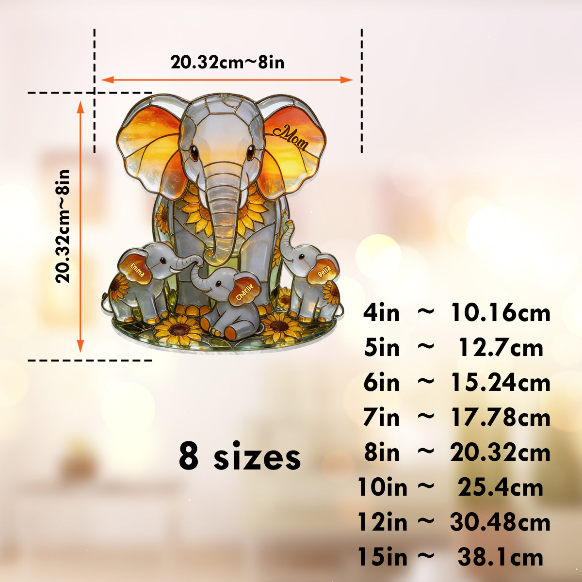 Maman Éléphant - Ornement de Capteur de Lumière Personnalisé en Forme d'Éléphant