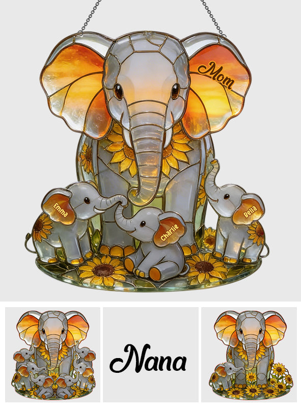 Maman Éléphant - Ornement de Capteur de Lumière Personnalisé en Forme d'Éléphant