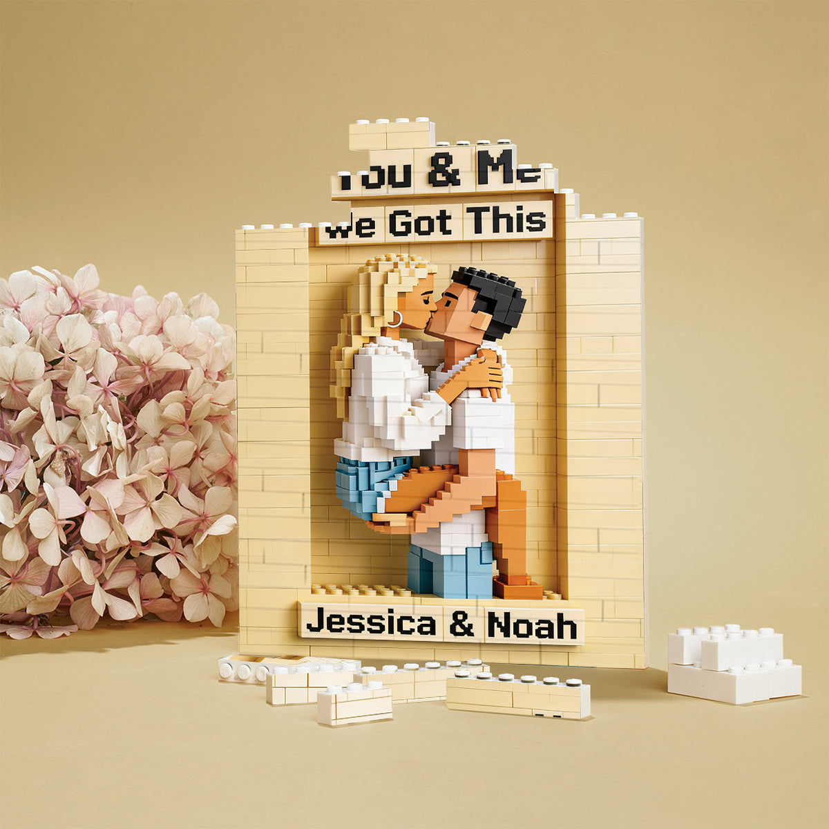 Photo Personnalisée - Couple Personnalisé Bloc de Brique Vertical Rectangulaire