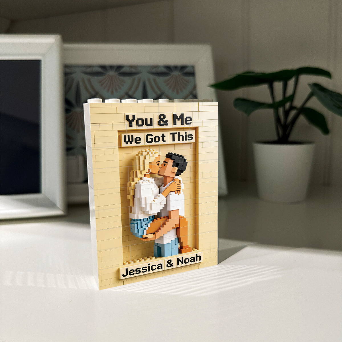 Photo Personnalisée - Couple Personnalisé Bloc de Brique Vertical Rectangulaire