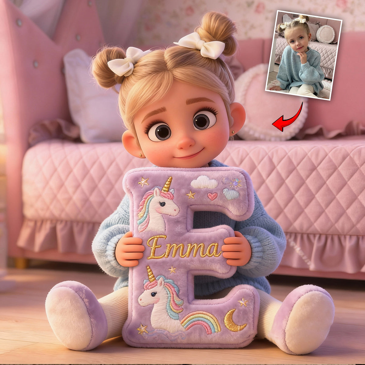 Je t'aime bébé - Coussin personnalisé en fausse fourrure pour enfant