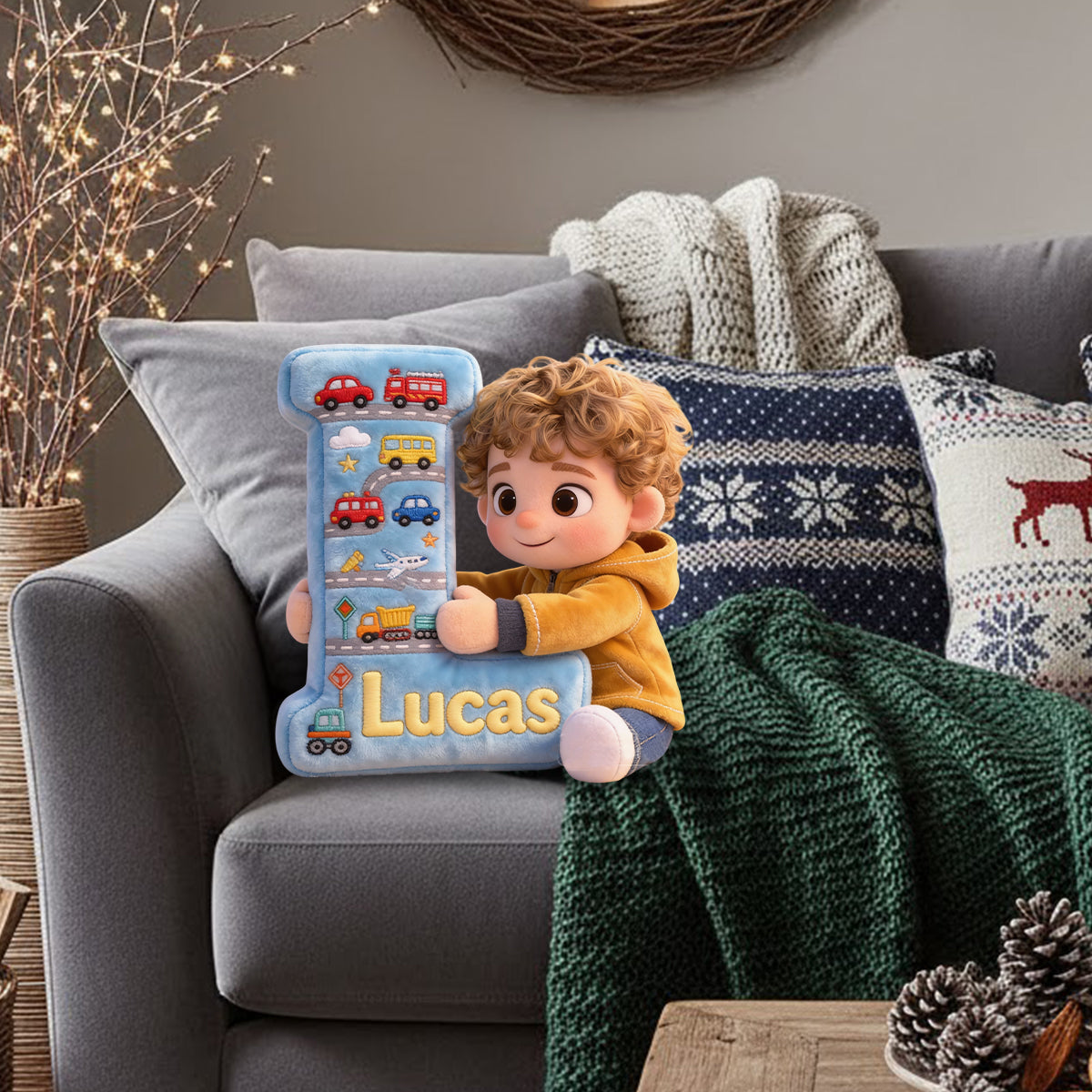 Je t'aime bébé - Coussin personnalisé en fausse fourrure pour enfant