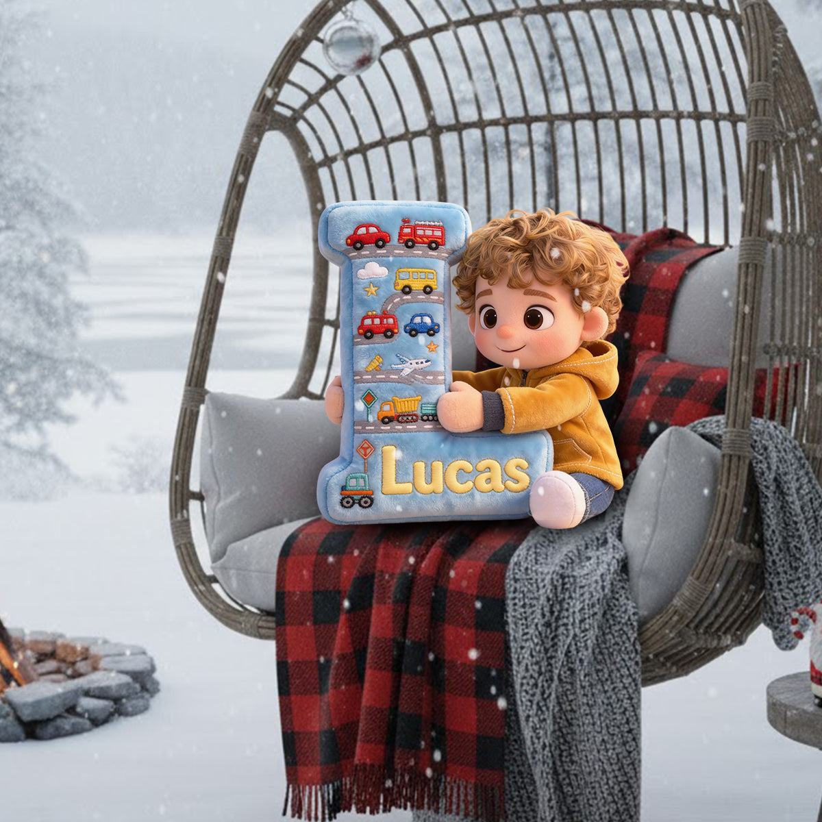 Je t'aime bébé - Coussin personnalisé en fausse fourrure pour enfant