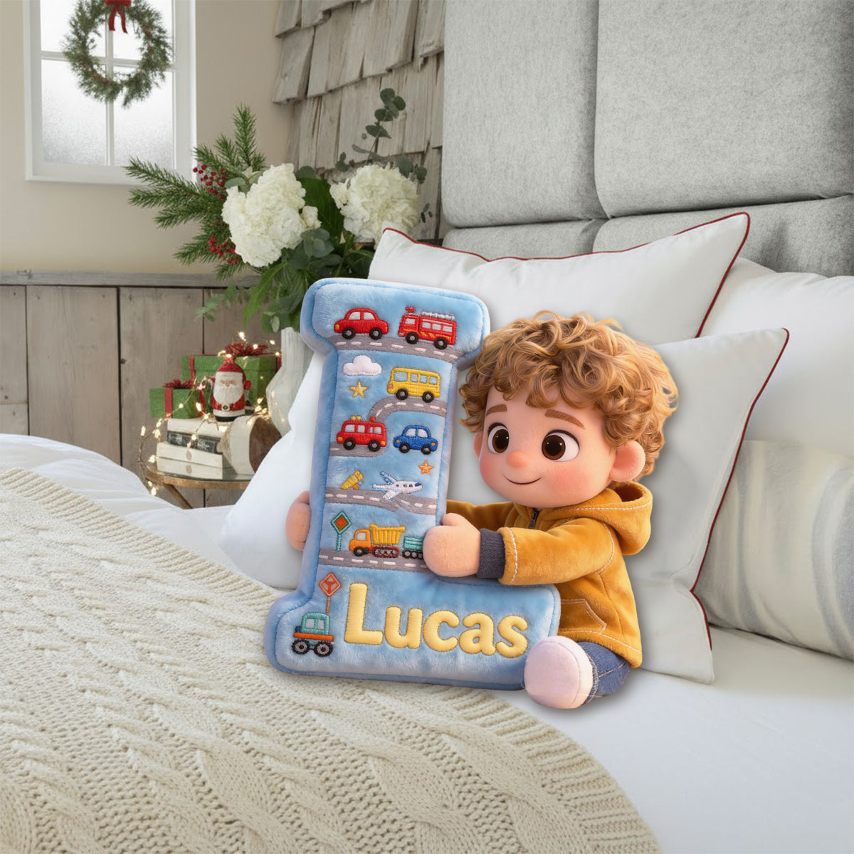 Je t'aime bébé - Coussin personnalisé en fausse fourrure pour enfant