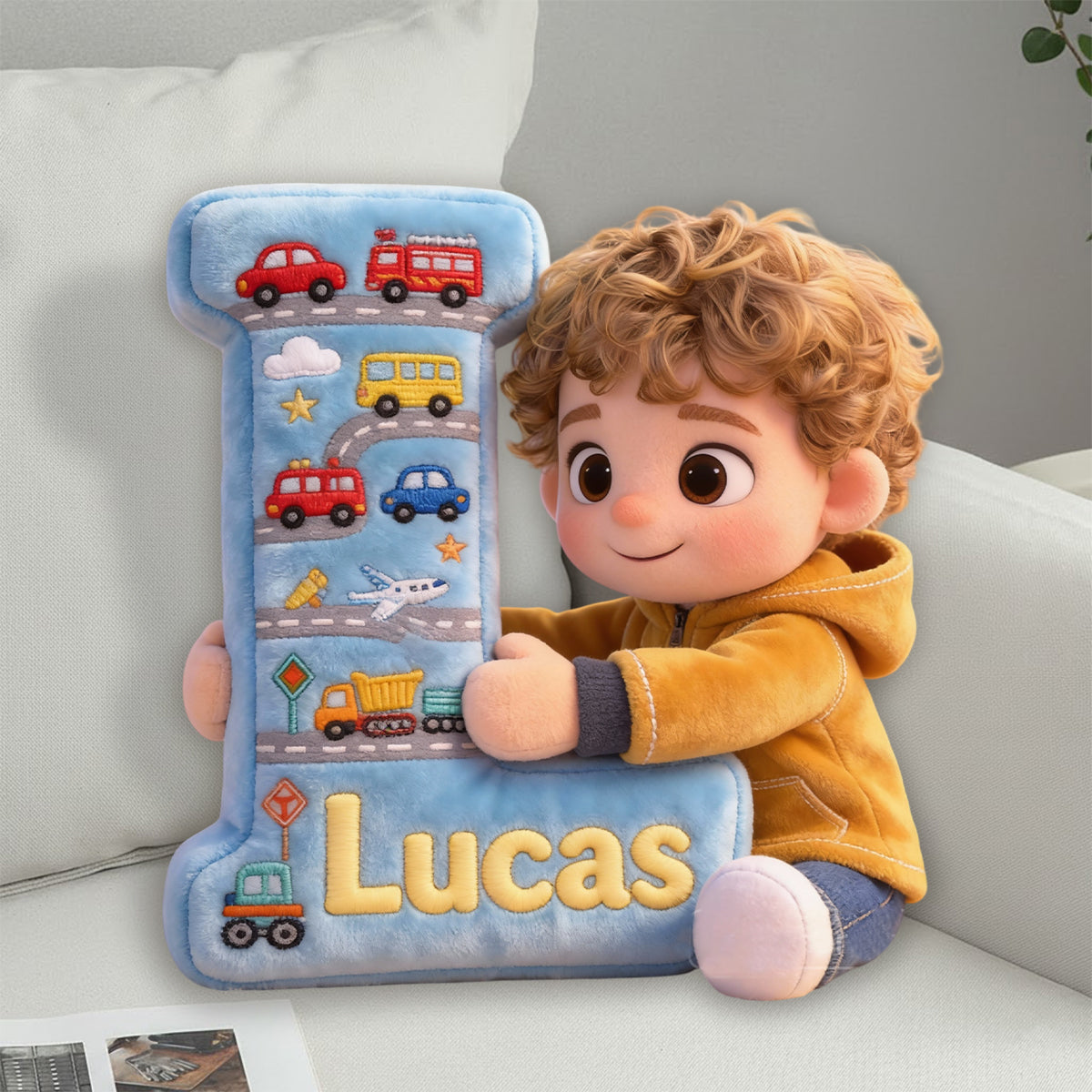 Je t'aime bébé - Coussin personnalisé en fausse fourrure pour enfant