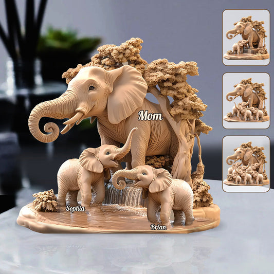 Cadeau pour maman et enfants, grand-mère… - Plaque acrylique personnalisée en forme d'éléphant