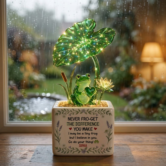 Soutien Émotionnel, Grenouille Mignonne - Lampe LED Personnalisée en Pot en Céramique