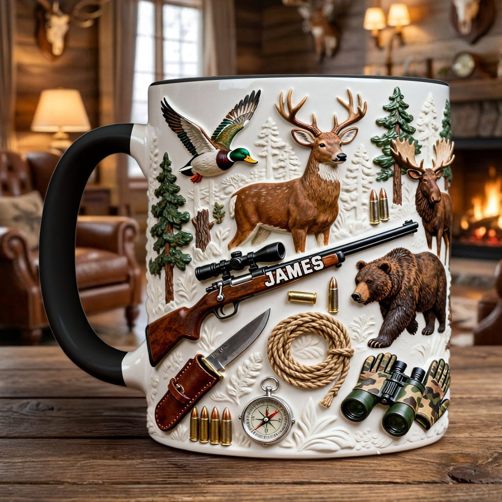 J'adore la chasse - Mug et sous-verre personnalisés sur le thème de la chasse