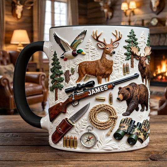 J'adore la chasse - Mug et sous-verre personnalisés sur le thème de la chasse