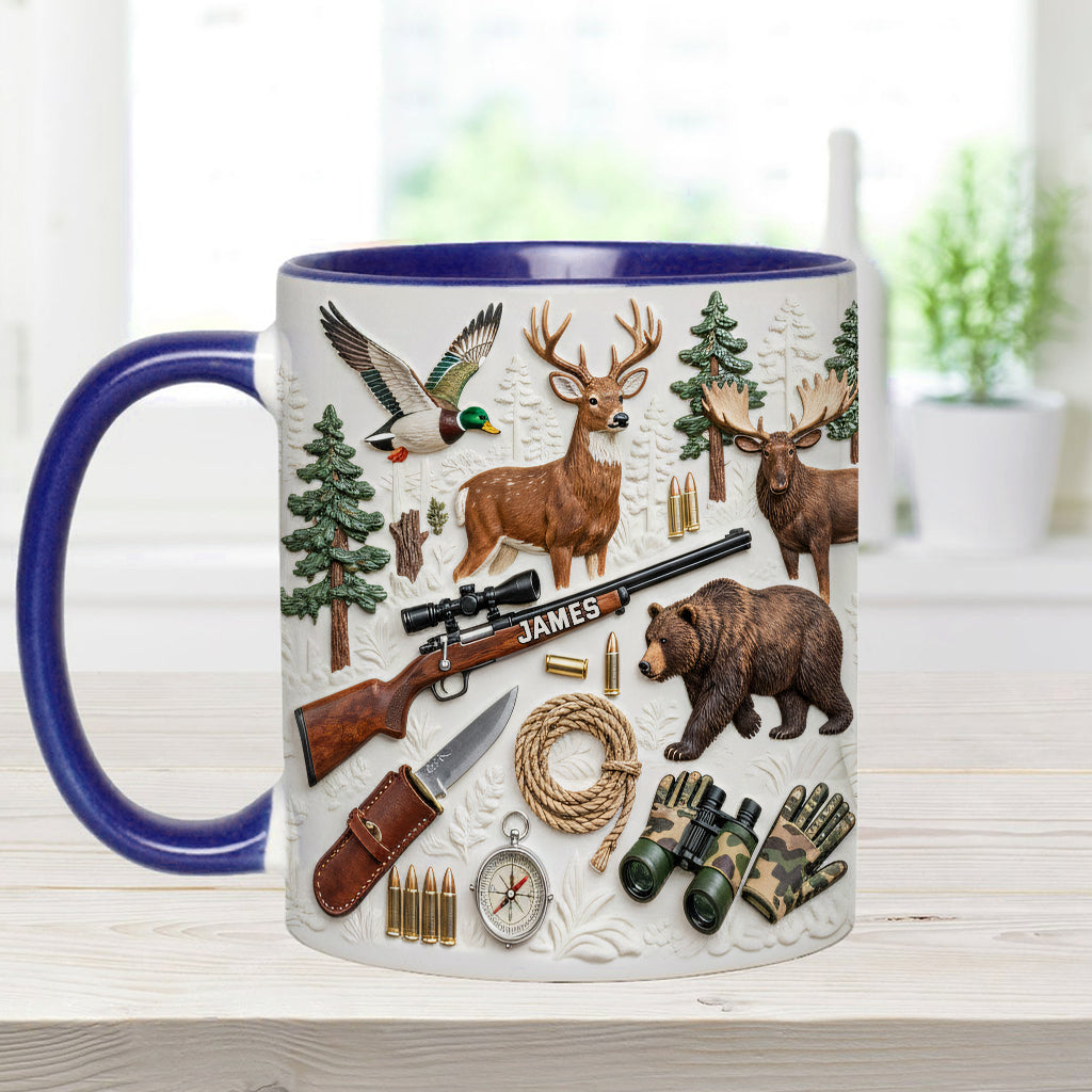J'adore la chasse - Mug et sous-verre personnalisés sur le thème de la chasse