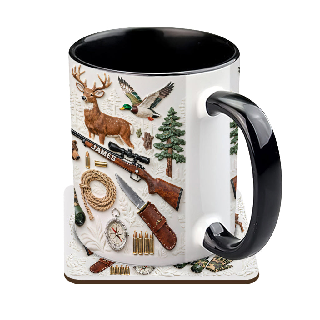 J'adore la chasse - Mug et sous-verre personnalisés sur le thème de la chasse