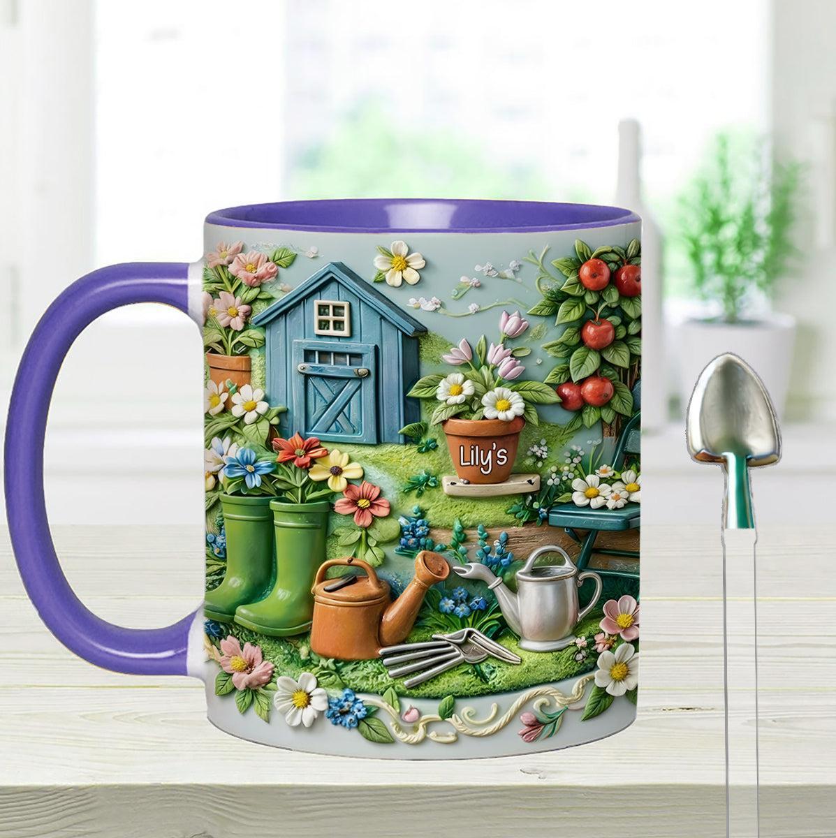 Gardening Mug, Gardening Lover Gift - Personalized Gardening Set Accent Mug With Acrylic Stirrers