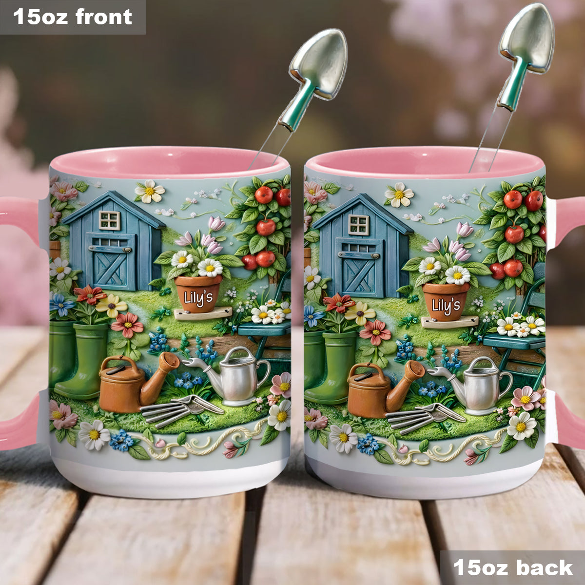 Gardening Mug, Gardening Lover Gift - Personalized Gardening Set Accent Mug With Acrylic Stirrers