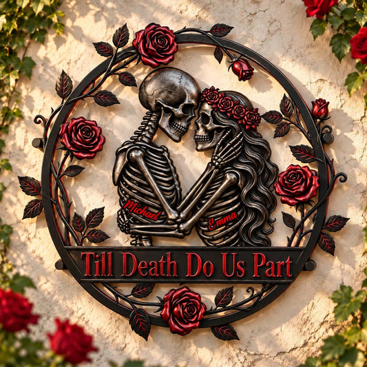 Jusqu'à la Mort Nous Sépare - Plaque Métallique Personnalisée Imprimée en 3D