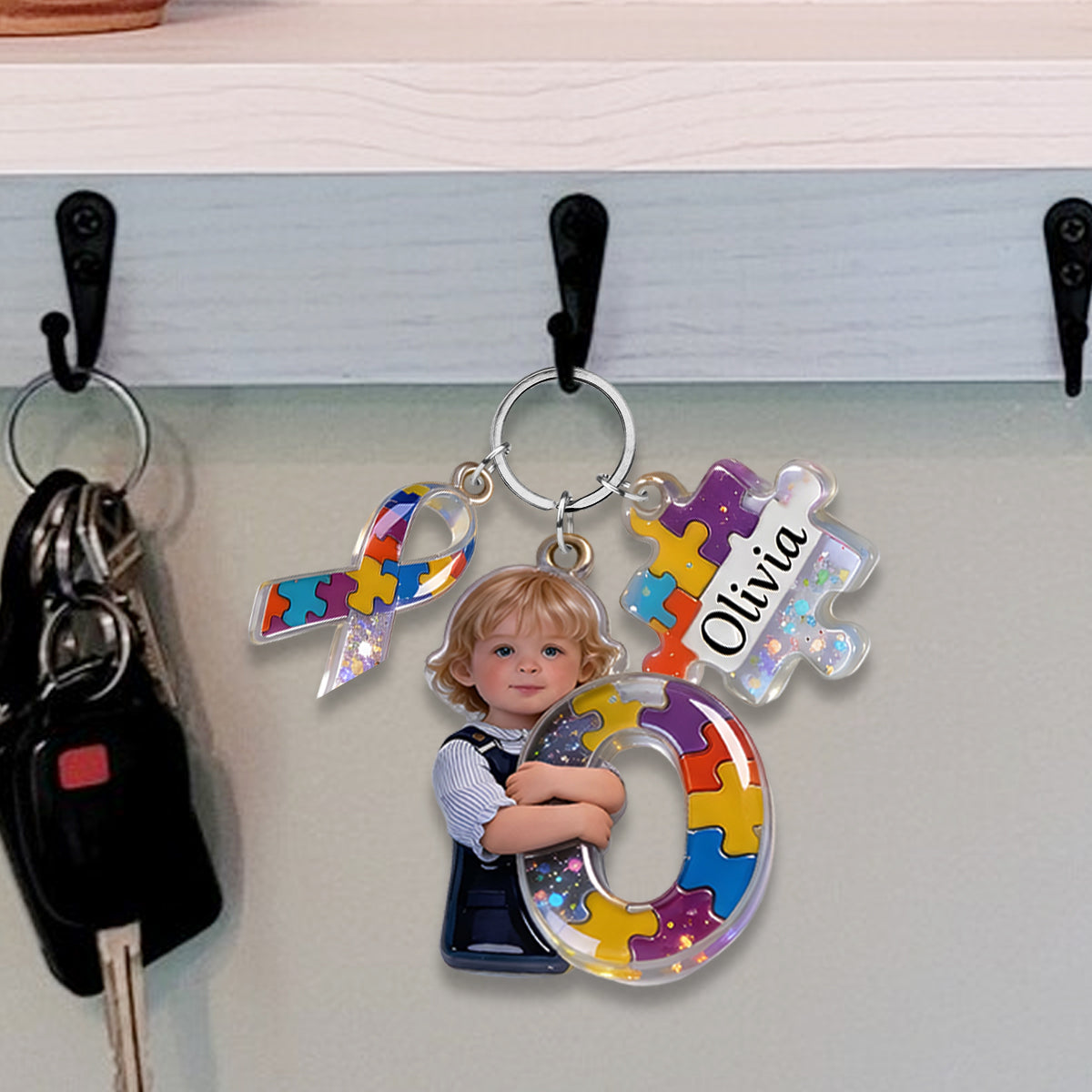 Autism Letter - Personalized Autism Awareness Keychain With Charms
