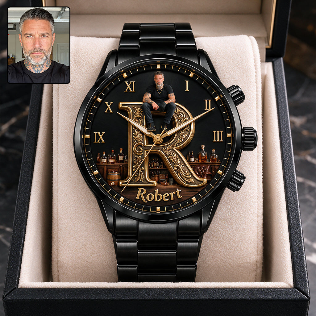 Any Photo Monogram - Personalized Real Men Hand Watch