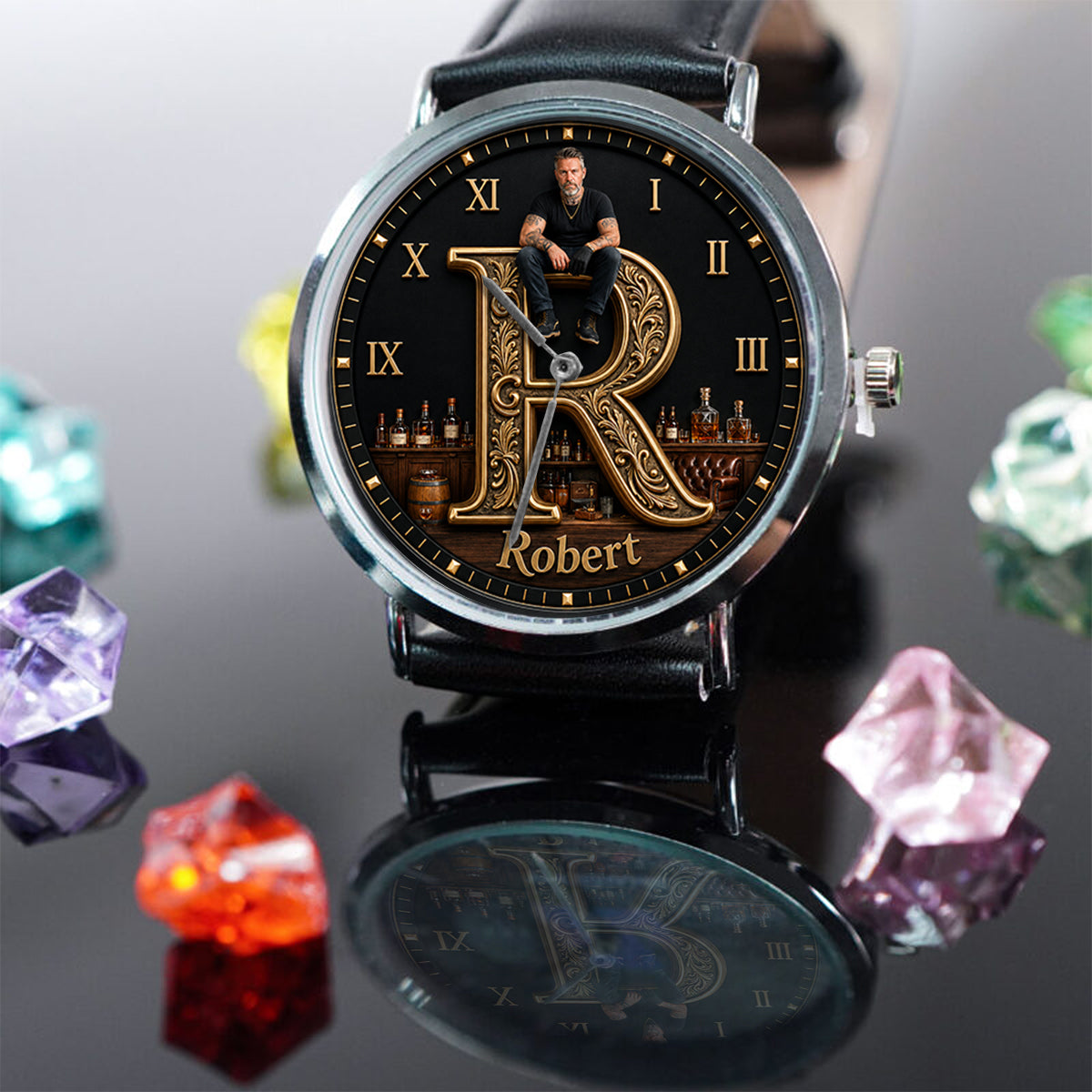 Any Photo Monogram - Personalized Real Men Hand Watch