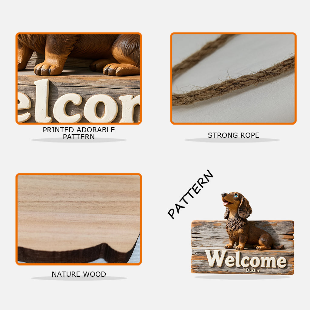 Bienvenue - Panneau en bois personnalisé pour chien