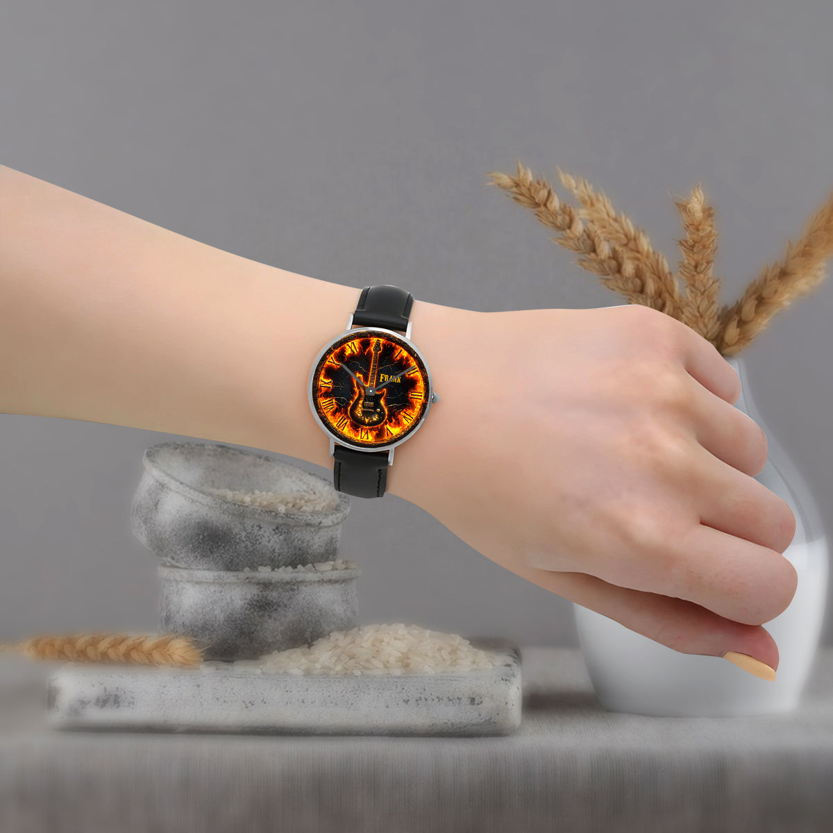 Fire Guitar - Personalized Guitar Hand Watch