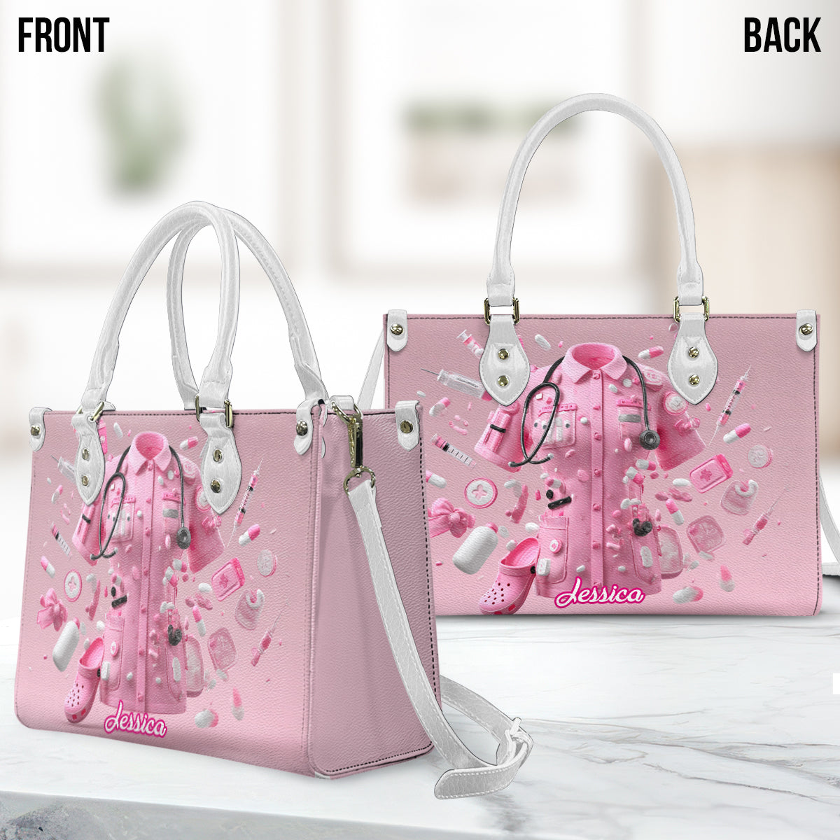 Le métier d'infirmière est un travail de cœur - Sac à main en cuir personnalisé pour infirmière