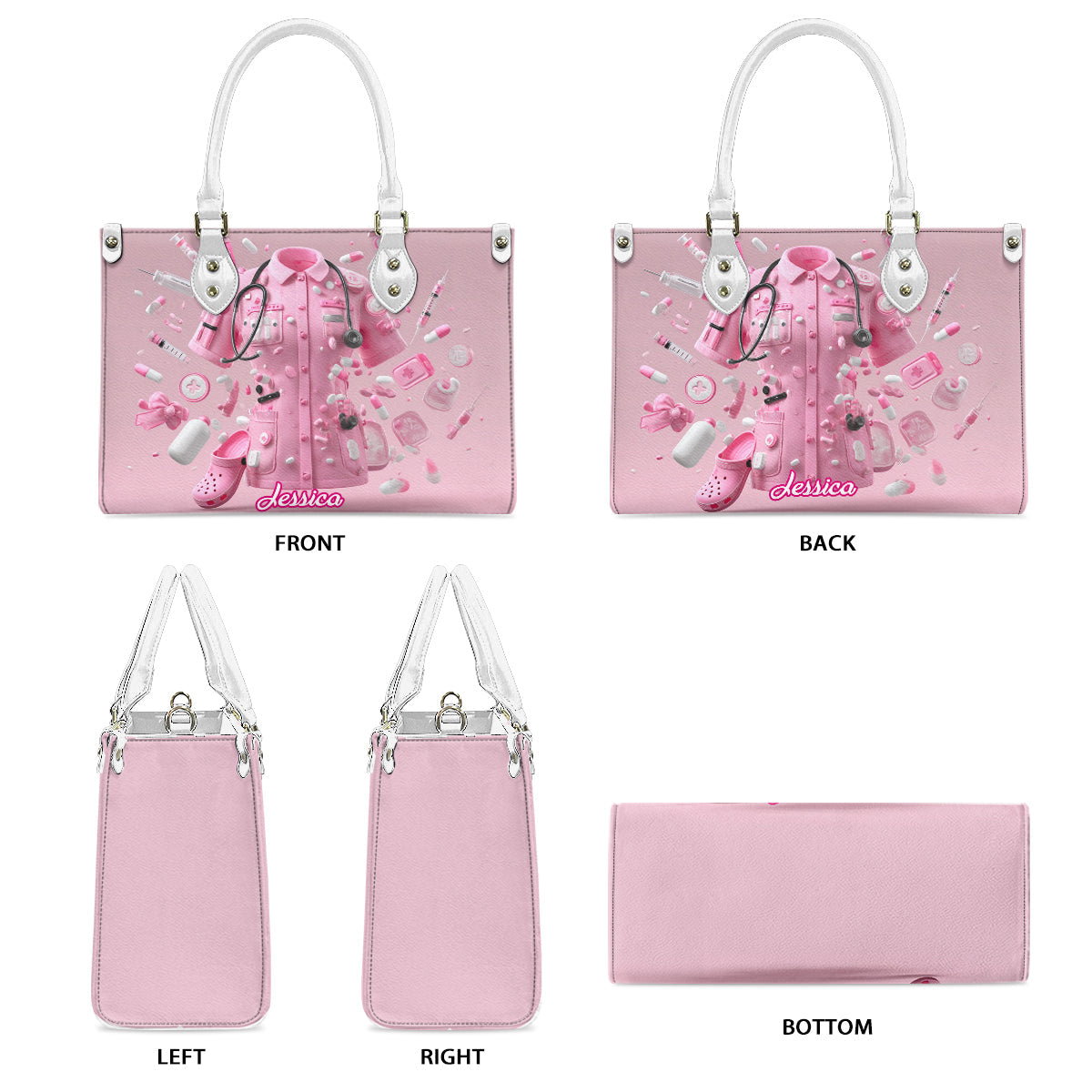 Le métier d'infirmière est un travail de cœur - Sac à main en cuir personnalisé pour infirmière