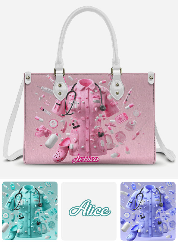 Le métier d'infirmière est un travail de cœur - Sac à main en cuir personnalisé pour infirmière