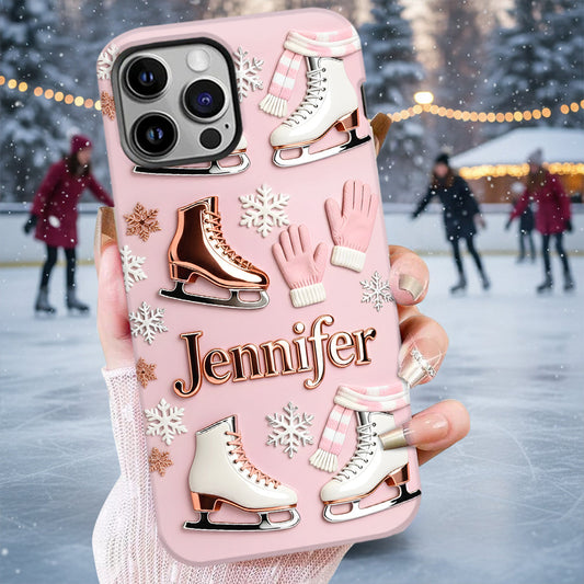Le patinage sur glace me rend heureux - Coque de téléphone personnalisée avec impression intégrale sur le thème du patinage sur glace