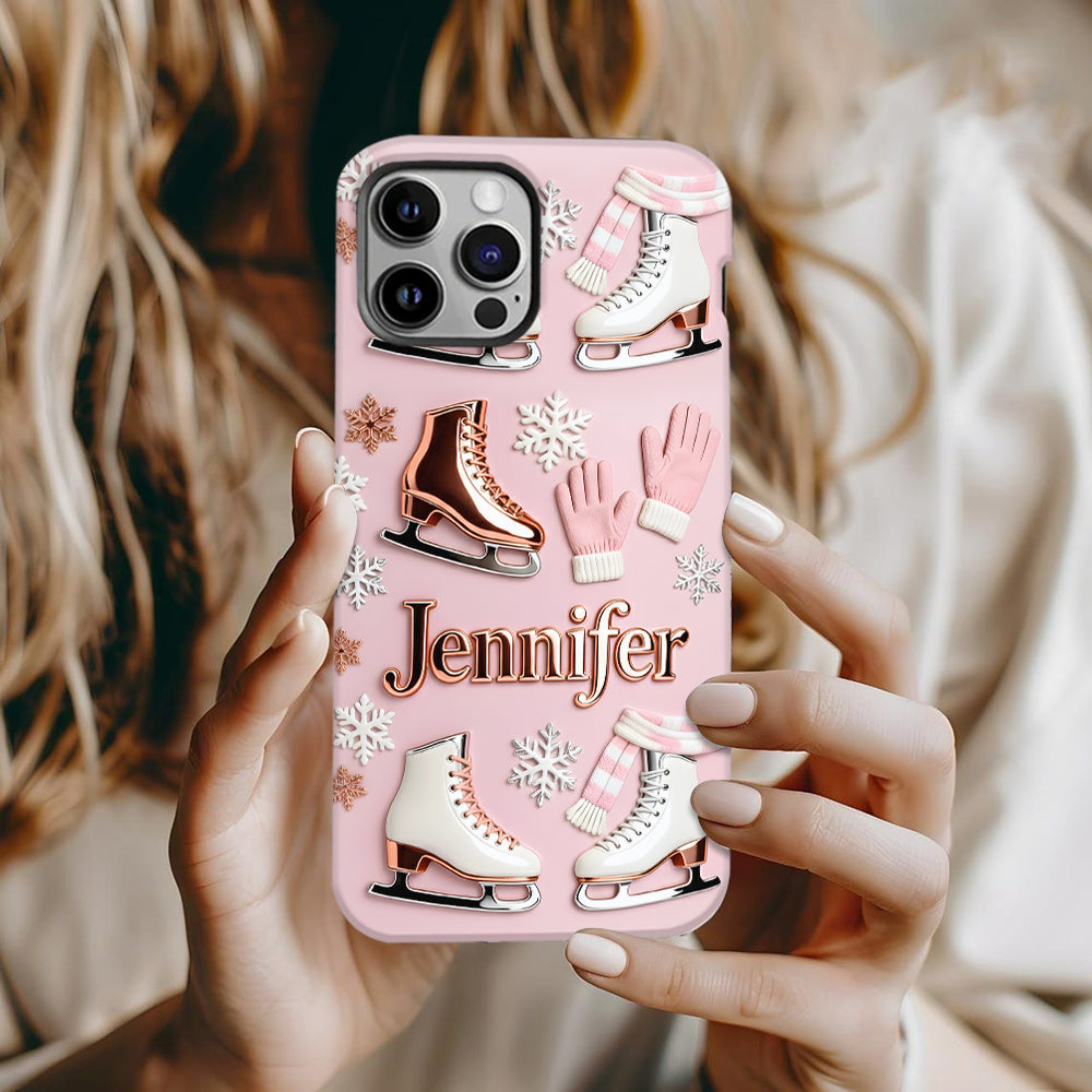 Le patinage sur glace me rend heureux - Coque de téléphone personnalisée avec impression intégrale sur le thème du patinage sur glace