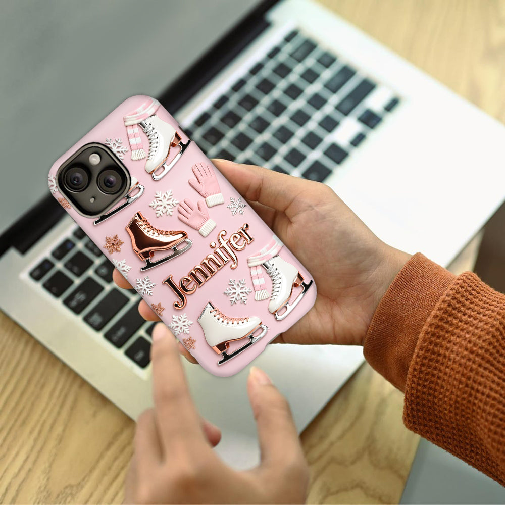 Le patinage sur glace me rend heureux - Coque de téléphone personnalisée avec impression intégrale sur le thème du patinage sur glace