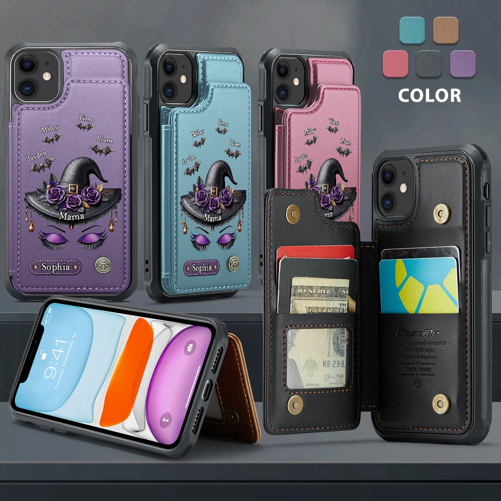 Cadeau idéal pour maman, grand-mère sorcière - Étui portefeuille personnalisé pour téléphone