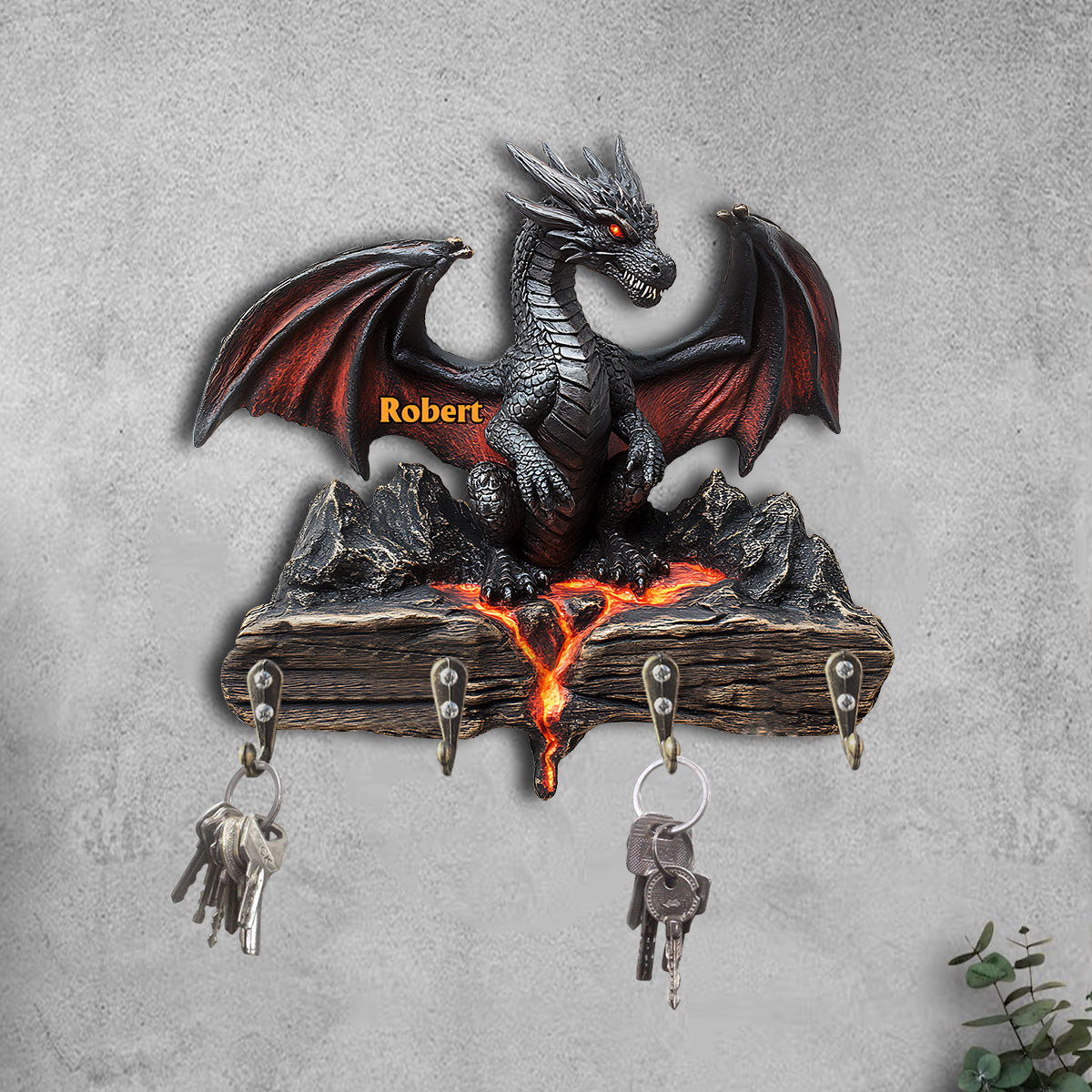 Porte-clés personnalisé en forme de dragon « J’adore les dragons »